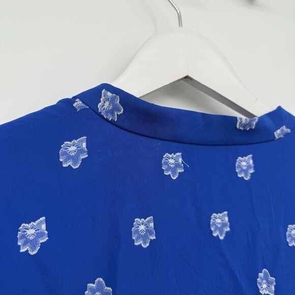 Shoshanna Blue Marlene Floral Button Front Mini Dress Size 8 Formal - Picture 10 of 11